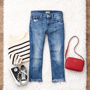 Mother Jeans The Runaway Graffiti Girl Raw Hem Size 25